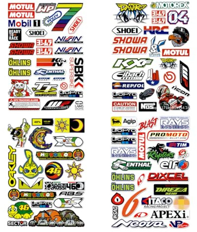 AEIXYA 100 Stück Motorrad Aufkleber Set,Aufkleber Motorrad, Sticker Sponsoren Geeignet Für Motorräder Elektrofahrzeuge, Rennwagen, Helme Mtb Usw(Pvc).