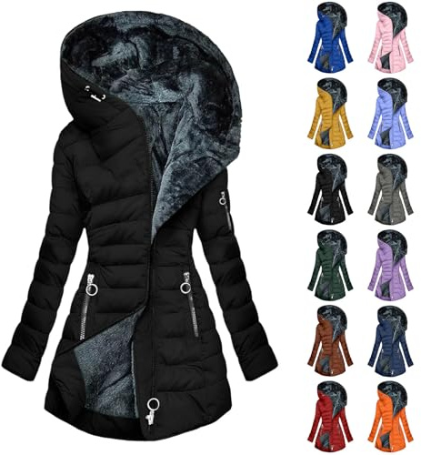 Manteau Long Matelassé Femme Doudoune D'Hiver Cardigan à Capuche Hiver éPaissir Parka Veste Polaire Chaude En Peluche Blousons Avec Fermeture à Glissière Doudoune Outwear Coupe Blouson mi Saison