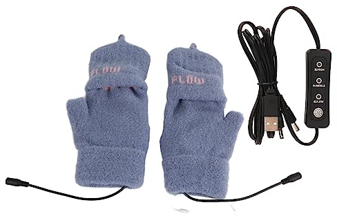DGLDCSHUAI Beheizte Fäustlinge, doppelseitig, beheizbar, halbfingerlos, beheizbare Strickhandschuhe, für den Winter draußen, Deep Orchid