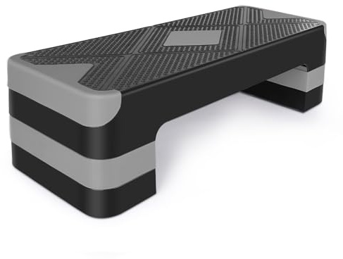 Grey Aerobic Step Platform, Foldable Design, Compact Fitness Stepper | Suitable for home and office use, 3 height levels, easy storage, ideal for daily workouts