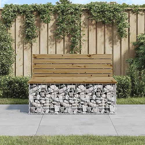 INLIFE Banc de Jardin Design Gabion 103x70x65 cm Bois de pin imprégné
