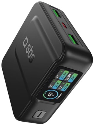 SBS Pulse Power HD 35W, 10000mAh, Power Delivery (PD 3.0 PPS), High Density | AFC, Power Bank con Ricarica Rapida, Display LCD AI, USB-C, USB-A, Caricabatterie Portatile da Viaggio, Compatto, Nero