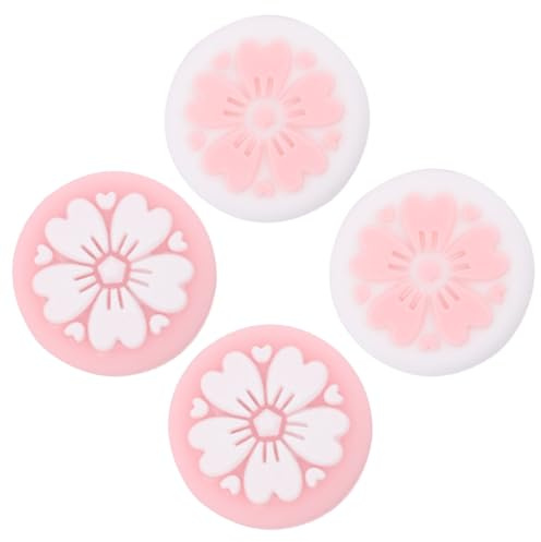 NUOBESTY Tapas de Silicona para Joystick Diseño de Flor de Cerezo 4 Unidades en Color Rosa para Mejorar el Agarre y Proteger Mandos de Consola en Sesiones de Juego