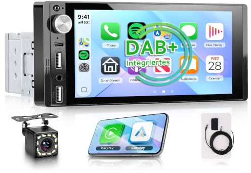 Rimoody DAB/DAB+ Single Din Car Stereo with Wireless CarPlay Android Auto