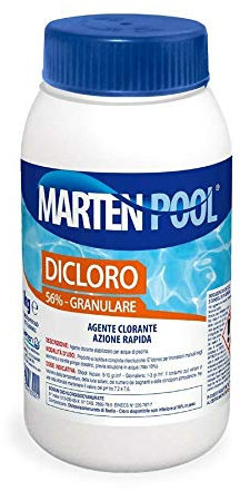 MARTEN Dicloro 56% granulare 1kg | Agente clorante stabilizzato per acque di piscina