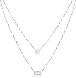 Elli PREMIUM Halskette Damen Layer Rechteck Geo Topas Edelstein 925 Sterling Silber