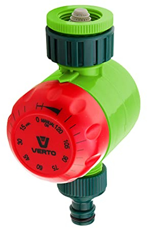 VERTO Zeitschaltuhr für Wasserhahn 1 und 3/4, Garten Timer | Mit Zeitschaltmechanismus, Bereich bis zu 120 Minuten, Ohne Batterie