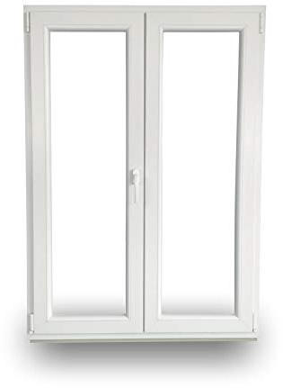 JeCo Kunststofftür Balkontür Stulptür - 2-Flügelig 2-Fach-Verglasung 60mm Bautiefe - BxH: 1400x2100mm Dreh Rechts - Dreh-Kipp Links