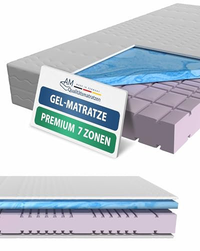 AM Qualitätsmatratzen Premium 7 Zonen Gelmatratze 100x200 H3 - Made in Germany - Oeko TEX Memory Foam Matratze 100x200-23 cm Hoch - Kaltschaummatratze 100x200 H3 mit 4cm Gelauflage