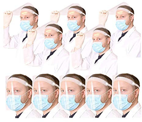 Lot de 10 visières de protection transparentes anti-gouttes, anti-poussière