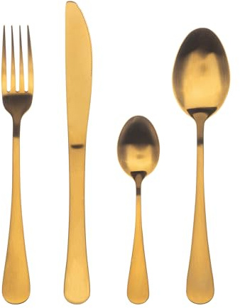 Bergner Set 24pcs cuberteria acero inoxidable Munich gold matt