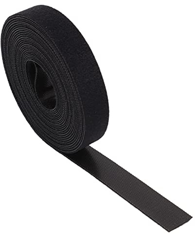 1 Roll Fastening Tape Hook and Loop Reusable Data Cable Tie Cuttable Cable Straps Nylon Plant Tie Self-Adhesive Sticky Cord Organizer Securing Straps for Cable Management (Black,Wide 2cm, Length 3m)