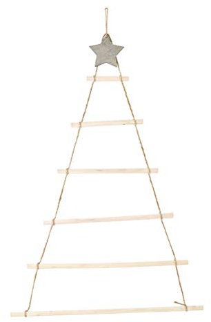 BSTCAR Holz-Dekoration, Weihnachtsbaum Holz Moderner Hänger Tanne Aus Holzstäben, Holzleiter Mit Stern Zum Hängen Und Dekorieren Deko Holzleiter Weihnachtsdekoration