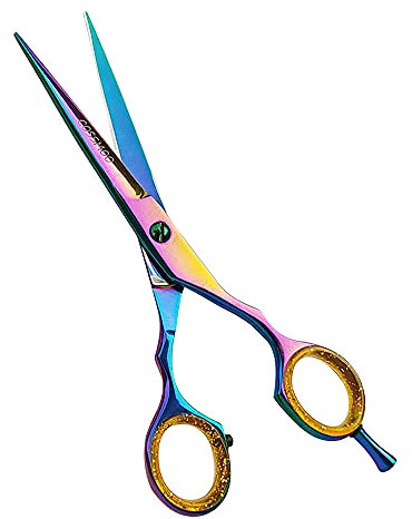 Hairdressing Scissors - Multicolor Hair Scissors Stainless Steel Barber Scissors and Razor Blade Hairdressers Scissors UK for Salons, Barbers, Women