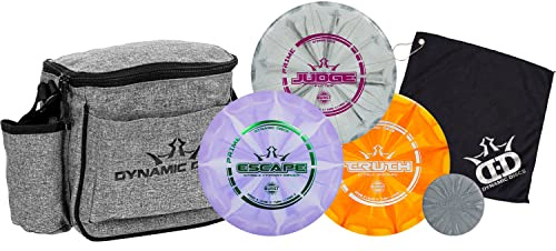 Dynamic Discs 3-Disc Golf Set with Bag | 1x Putter, Midrange & Driver + Cadet Shoulder Bag | Great for Beginners & Starter Kits | Ideal Disc Golf Accessories for Men w/Towel & Mini (Heather Gray)
