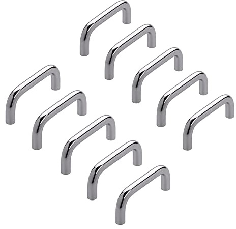 siwitec Möbelgriff 6175 Chrom glänzend Lochabstand 64mm 10er Schrauben | galvanisiertes Metall, Abmessung 72 x 8 x 27 mm, geeignet für Schränke und Schubkästen in Küche und Wohnbereich