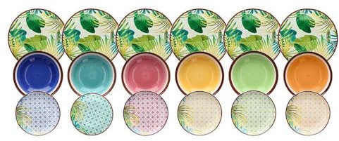 Tognana New Jungle, Servizio Piatti per 6 persone, 18 Pezzi, Porcellana, Multicolore
