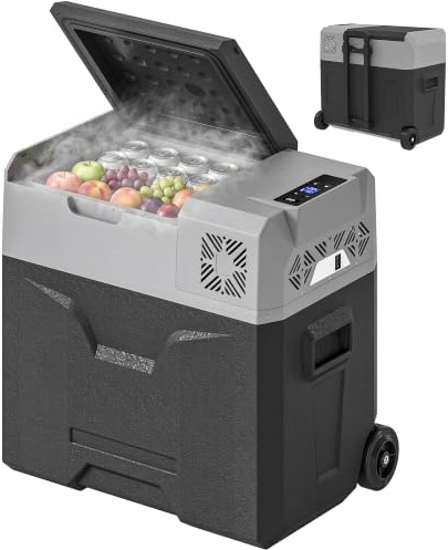 HOMCOM Car Refrigerator 12/24V Compressor Fridge Freezer Down to -20℃ 50 L | Portable, Electric Cooler Box, Camping