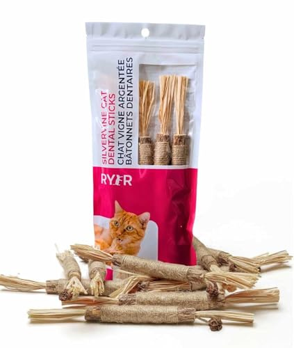 RYERCAT Silvervine Metabi Stick per gatti – Alternativa ai bastoncini di erba gatta – Giocattolo da masticare per masticatori intensi e gattini durante la dentizione – Silvervine bastoncini