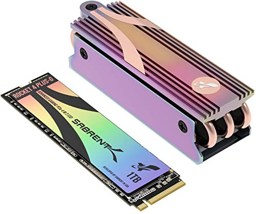 SABRENT GAMING M.2 NVMe SSD 1TB with Heatsink, Solid State drive 7300MB/s Read, PCIe 4.0 7GBps m2 Hard Drive for Gamers, for PlayStation 5, PS5 Console, PC and Laptops (SB-RKTG-GHSK-1TB)