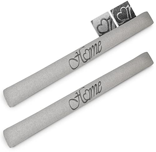 Beautissu 2er Set Zugluftstopper 120 cm lang Tuuli HO - Windstopper als Türvorleger, Haustür Rolle und Kälteschutz Luftstopper - Luftzugstopper Home Zugluft Stopper in Hellgrau