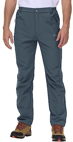 Rdruko Wasserdichte Softshellhose für Herren, Thermo-Fleece-gefüttert, lässig, Winter, warm, Outdoor, Arbeit, Angeln, Wandern, Skihose mit mehreren Reißverschlusstaschen