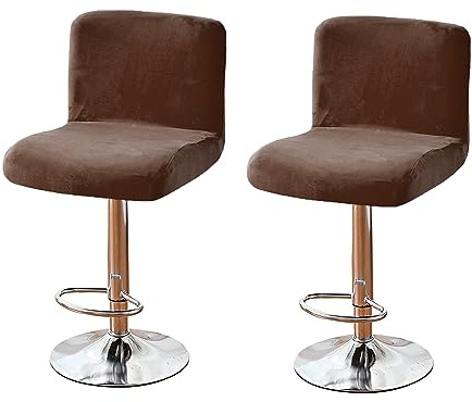 RAKTOV Set mit 2 Barhocker-Bezügen Abnehmbare Hockerkissen-Schonbezug, Dehnbare Stuhlbezug Esszimmerstuhl-Schutzbezug Stuhlsitz-Schonbezug für Barhocker Stuhl, Rückenlehnenstuhl, Kaffee