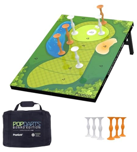 PopGolf Board Edition Set - Popdarts Backyard, Indoor and Outdoor Game - Great Cornhole Alternative - Includes 1 All-Weather Board, Exclusive PopGolf Darts, Travel Case, and Score Keeper