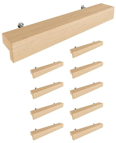 Sossai Maniglie per mobili in legno di faggio | GAH01 | interasse fori 96 mm, lunghezza 156 mm, 10 pezzi