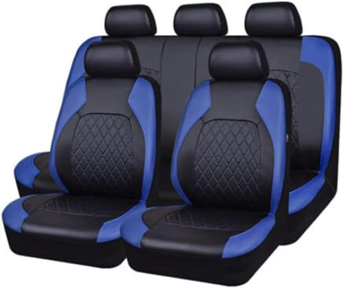 Auto Leder Sitzbezüge für Mercedes-Benz VITO Box/Mixto/Tourer (W447) 2014-2021, 9 Stück Allwetter rutschfest Wasserdicht Atmungsaktiv Schonbezug Set Sitzkissenschutz,C/Blue