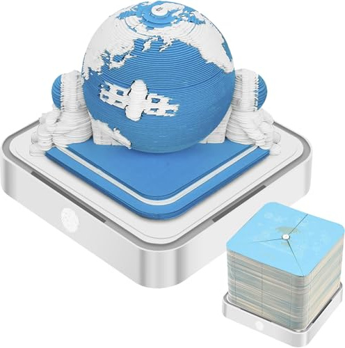 Schreibtischkalender mit Lichtern,3D Kunst Kalender Haftnotizen,Kalender in Papier Schnitzen,Reißbar Kreative Memo Kalender,3d notizblock kalender 2024,Dekoration für Schreibtisch,Geschenk (Blau)