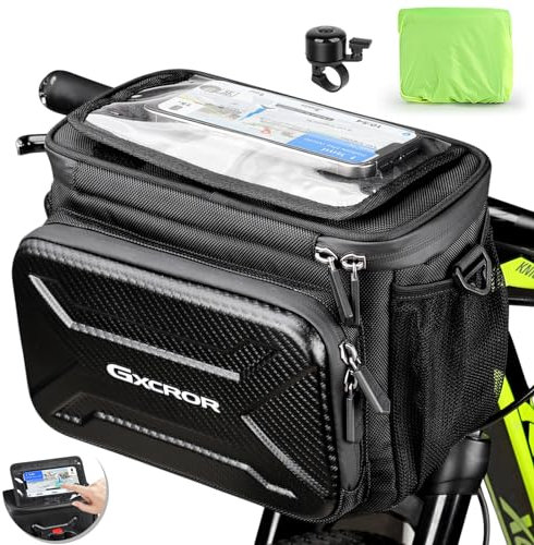 GXCROR Fahrradtasche,6L,Lenkertasche Fahrrad,Fahrradtasche Lenker,Wasserdicht,Mit Lenkeradapter,Fahrradtaschen,Fahrrad Tasche Fahrradkorb Vorne Ebike