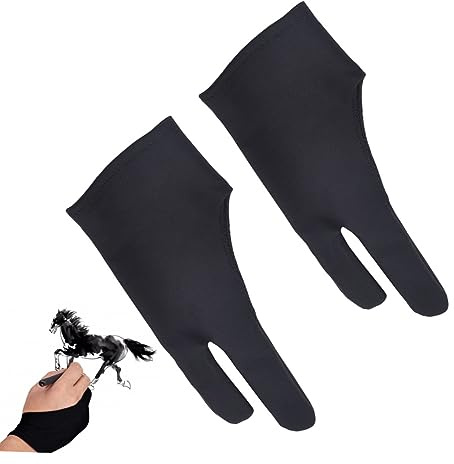 SEWOART 2stücke Zeichenhandschuh Für Tablet Und Grafiktablett Zwei-finger-design Atmungsaktives Nylonmaterial Schützt Oberfläche Geeignet Zum Skizzieren Und Malen s