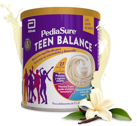 PediaSure Teen Balance Vainilla 400 g, Nutrición equilibrada Adolescentes | Complemento Alimenticio, Proteína, Vitaminas, Minerales, Inmunidad, Memoria, Desarrollo, Calcio, Zinc, Vitamina C, Vitamina B