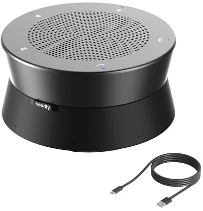 NEARITY A11 Altoparlante per conferenze, 4 microfoni USB Altoparlante AI con cancellazione del rumore 13ft Audio Pickup Plug and Play, per computer per conferenze online in ufficio