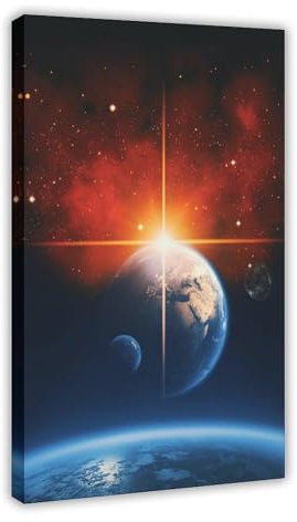 Jdekaec Exoplaneten Erde Astronomie Astrophysik Leinwandposter Wandkunst Dekor Druck Bild Gemälde für Wohnzimmer Schlafzimmer Dekoration Rahmenstil 40 x 60 cm