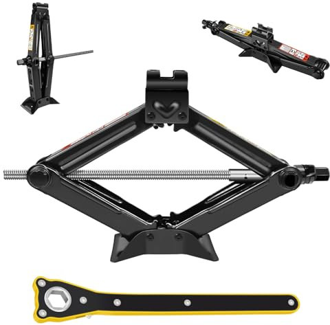 Scherenwagenheber, 2T/2000kg Universelle Wagenheber Kit mit Geschwindigkeitsgriff für Autos rostdicht, Schwere Autojack Bodenliber 110-390mm Hubjack, Jacks für Reifenreparaturen (Mühelose Version)