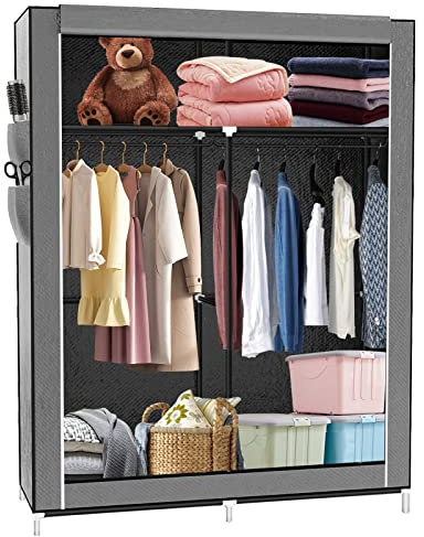 MUL-BOUTIQUE Vliesstoff, Kleiderschrank, Kleiderschrank, Kleiderschrank für Erwachsene, faltbar, Kleiderschrank, Kleiderschrank, Kleiderschrank, Textil, aus Vliesstoff (grau)