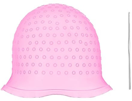 SträHnenhaube SträHnchenhaube SträNchen Haube Mit HäKelnadel Aus Metall Bequem Und Weich Waschbar Wiederverwendbar Geeignet FüR HaarfäRbemittel FüR Frauen Und MäDchen (Weiß)