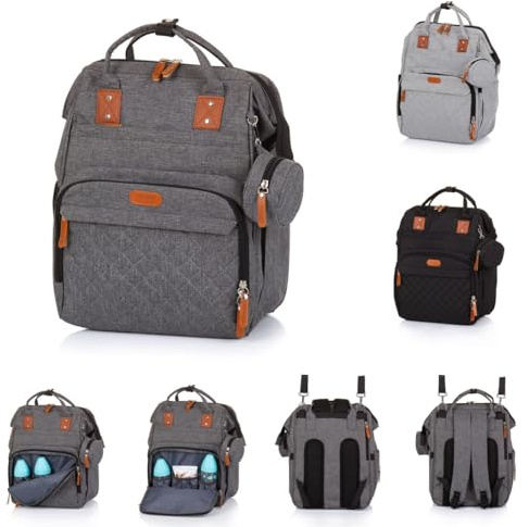 Chipolino, borsa fasciatoio, zaino per carrozzina, borsa per ciuccio con zip, colorazione:grigio