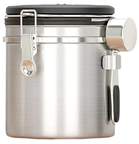 Boîte de rangement pour café moulu, récipient à café hermétique avec cuillère – Récipient à marc de café en acier inoxydable 304 pour grains, sucre, marc de café et noix