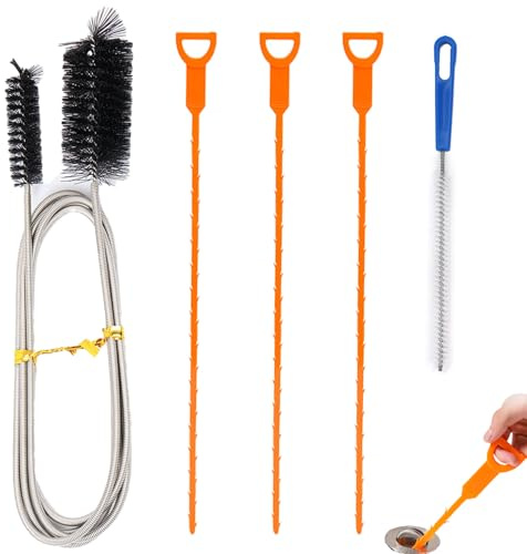 5 Pcs Drain Unblocker Tools,Sink Unblocker Tool Drain Snake Unblocker Shower Drain Unblocker,Clog Cleaner with Twist Handle Plug Hole Unblocker Bathroom,Bathroom Sink Unblocker