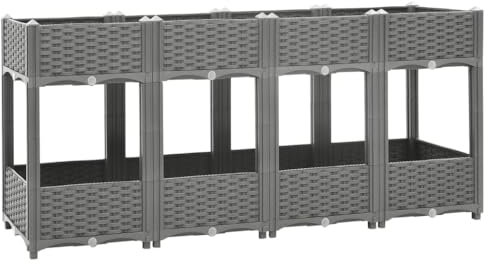 Xichuzi Hochbeet 160x40x71 cm Polypropylen, Palettenrahmen, Hochteich, Gemüsebeet, Kräuterregal Balkon, Blumenbeet, Kräuterspirale, Tomatenbeet, Pflanzhochbeet - 153300