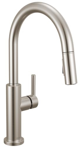 Delta Faucet Nicoli Kitchen Faucet with Pull Down Sprayer, Modern Brushed Nickel, Single Hole, Stainless Steel 19867LF-SS