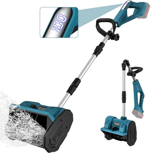 Snow Hunting With Battery, Lightweight Manual Electric Snow Blowing Machine, Large 33 Cm, Small Domestic Snow Sweeper Equipment W/Folding Handle - Road Snow Hunting Tool(2 Batteries)