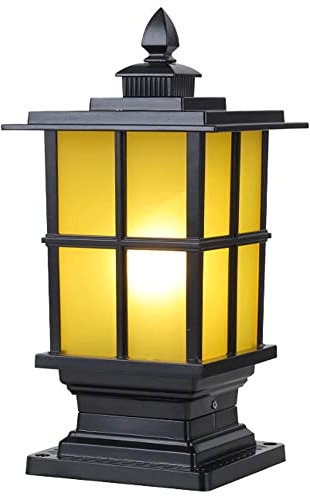 MTNROO Luces Poste para Exteriores De Columna Simple Linterna Pilar Impermeable IP54 Luces Creativas Inoxidables Luz Tapa Poste Clásica De Superficie Plana Poste De Puerta Estilo Americano Paisaje
