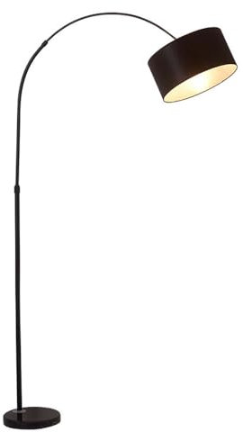 Trommelförmige Stehlampe mit Stoffschirm, schwarz, klassische Bogen-Stehlampen, höhenverstellbar, vertikale Lampe, einfache Leselampen, dekorative Stehlampen für Wohnzimmer, Schlafzimmer oder Arbeitsz