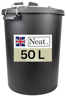 NeatPlastics Dustbin 50 L, Large Dustbin for Garden with Heavy-Duty Weather Resistant and Food Grade Material, Trash Can Garbage Bin With 2 Clip Locking Lid for Indoor & Outdoor Waste, Pack of 1