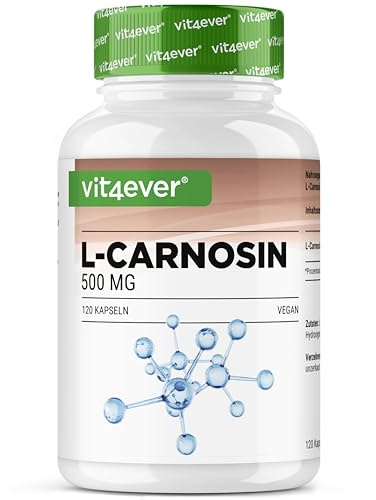 vit4ever L-Carnosina - 120 Capsule | Alto dosaggio con 1000 mg al giorno - Amminoacido puro ottenuto tramite fermentazione vegetale - Senza additivi - Vegan