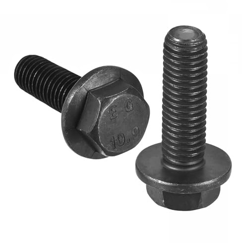 TA-VIGOR 3Pcs M10 x 30mm Hex Flange Bolts, 10.9 Grade Carbon Steel Hex Head Screws, Flanged Hexagon Bolts for Construction, Machine Tools, and DIY Projects Black